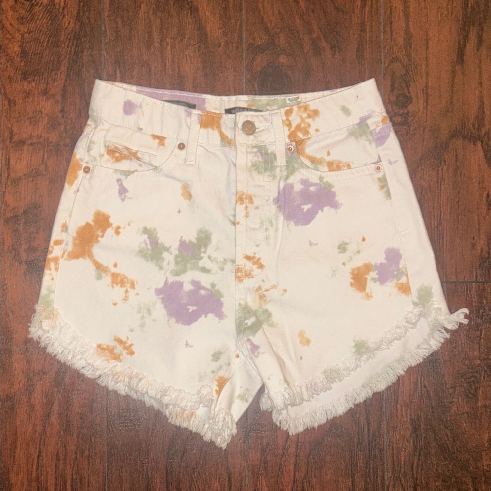 Wild Fable Multicolor Tie-Dye Fringe Jean Shorts
